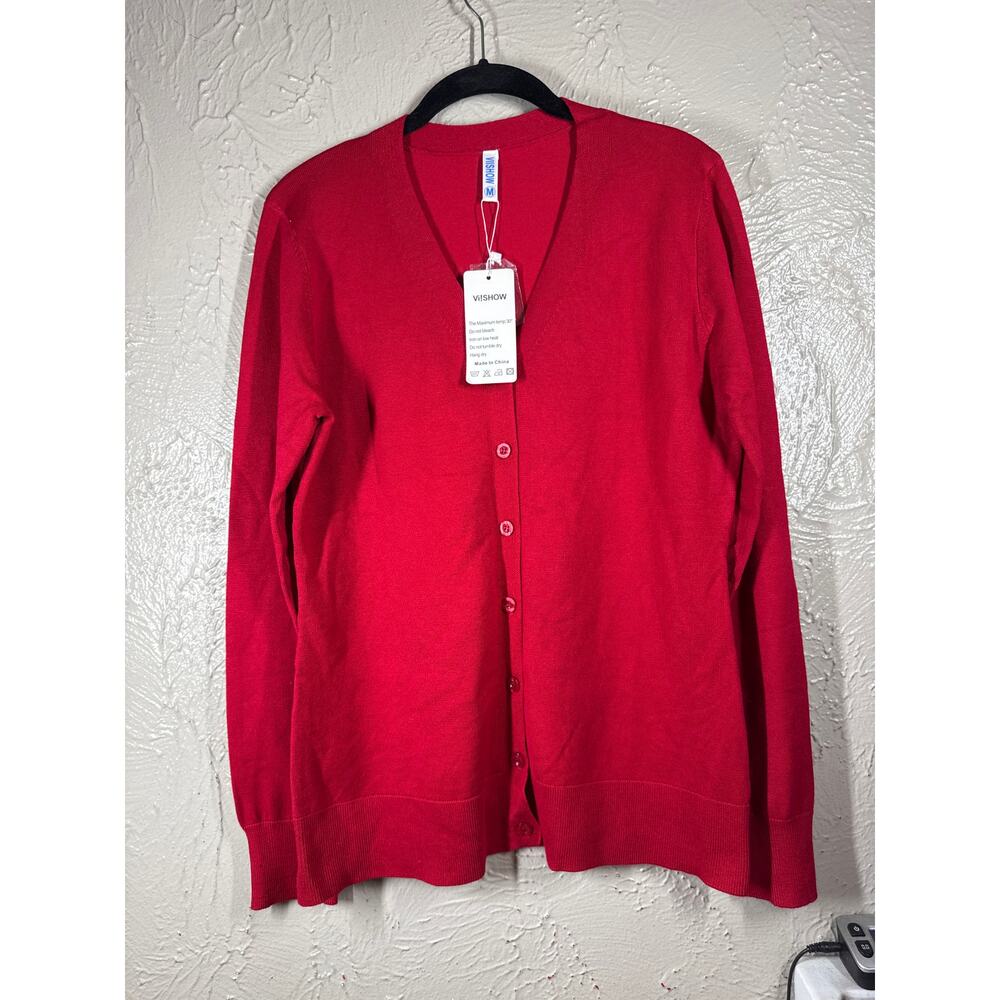 VIISHOW Women's V Neck Button Down Knitwear Knit‎ Cardigan Sweater Size Medium